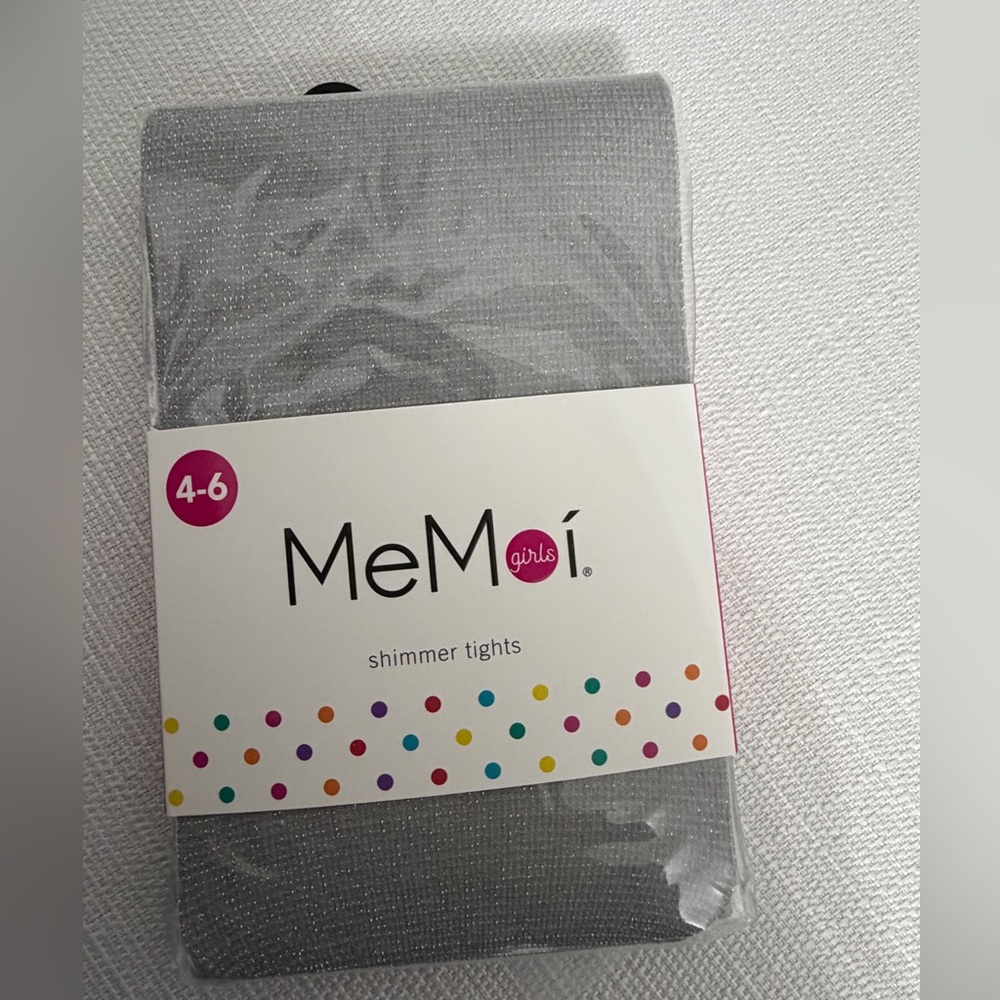 MeMoi Girls Silver Shimmer Tights Size 4–6 New in Package (A298)✨